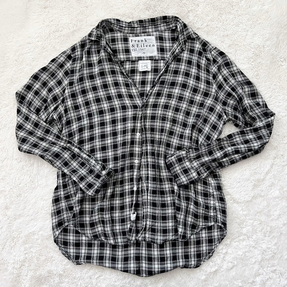 Frank & Eileen | Eileen Plaid Relaxed Fit Button Front Shirt Black White - Picture 5 of 10